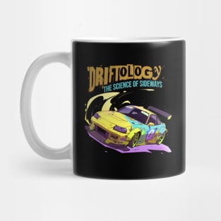 Driftology The Science of Sideways yellow drift car Mug